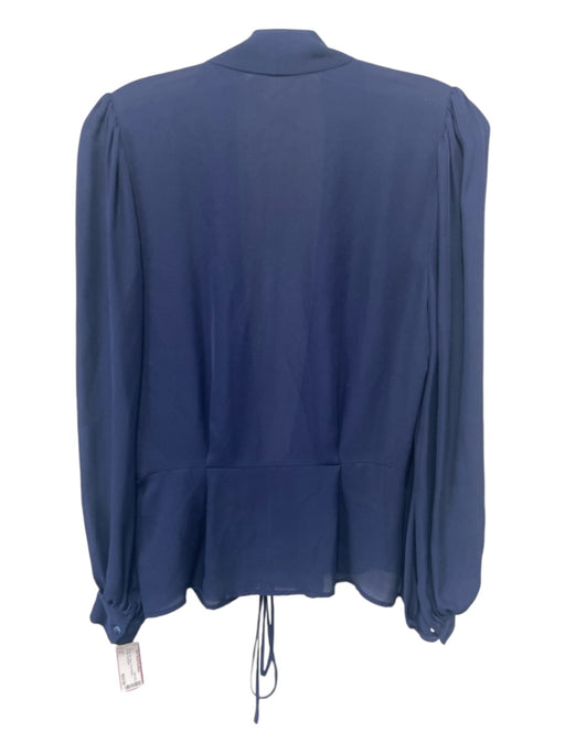 L'agence Size XS Navy Blue Silk Wrap Long Sleeve Semi-Sheer Top Navy Blue / XS