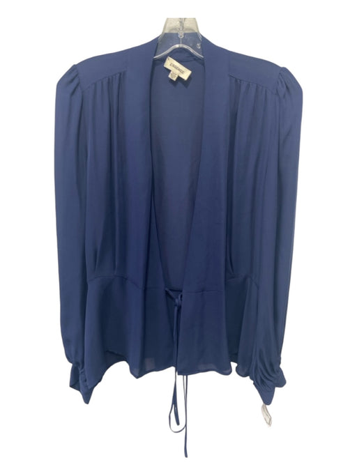 L'agence Size XS Navy Blue Silk Wrap Long Sleeve Semi-Sheer Top Navy Blue / XS