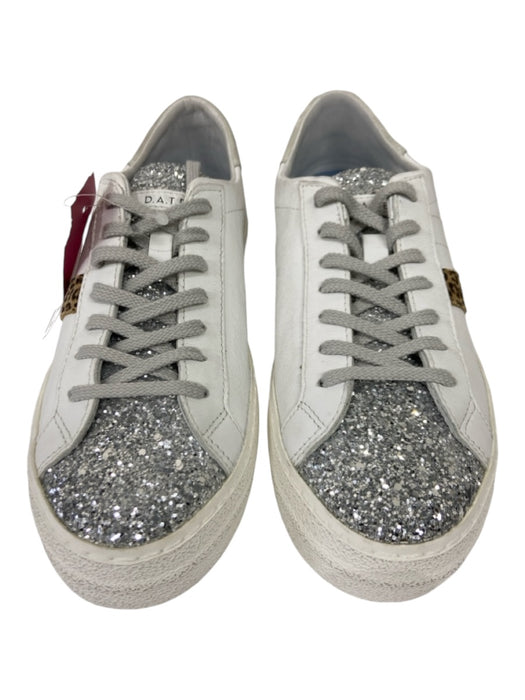 D.A.T.E. Shoe Size 37 White, Silver, Brown Leather Glitter Toe Laces Sneakers White, Silver, Brown / 37