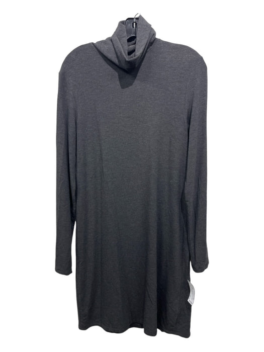 Majestic Filatures Size 3/L Charcoal Viscose Blend Long Sleeve Turtle Neck Dress Charcoal / 3/L