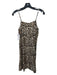 ATM Size S Beige & Black Silk Cheetah Spaghetti Strap V Neck Knee length Dress Beige & Black / S