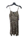 ATM Size S Beige & Black Silk Cheetah Spaghetti Strap V Neck Knee length Dress Beige & Black / S