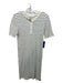 Kule Size L White & Black Cotton Striped Ribbed 1/4 Button short sleeve Dress White & Black / L