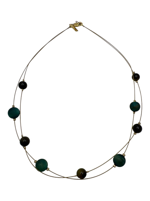 Athens Protasis Gold & Green Wire Gold Fill Beads Two Strand Necklace Gold & Green