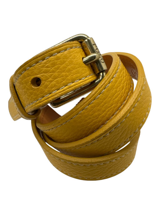 Polo Ralph Lauren Dandelion Yellow Leather Skinny Gold Tone Buckle Belts Dandelion Yellow / S