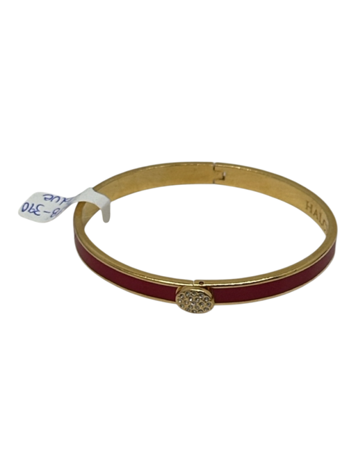Halcyon Days Red & Gold Gold Plated Pave Crystal Clasp Bangle Bracelet Red & Gold