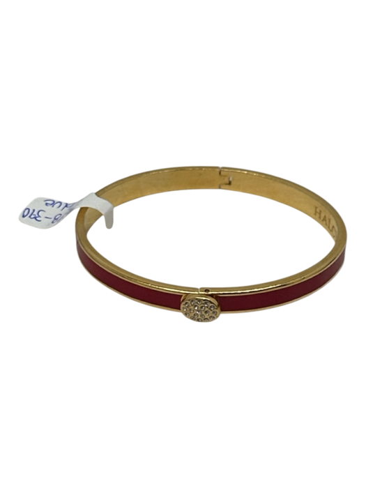 Halcyon Days Red & Gold Gold Plated Pave Crystal Clasp Bangle Bracelet Red & Gold