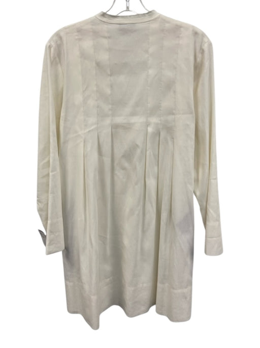 Vince Size 2 Cream Linen Blend Raw Edge Detail Pleated V Neck Knee length Dress Cream / 2