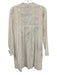 Vince Size 2 Cream Linen Blend Raw Edge Detail Pleated V Neck Knee length Dress Cream / 2