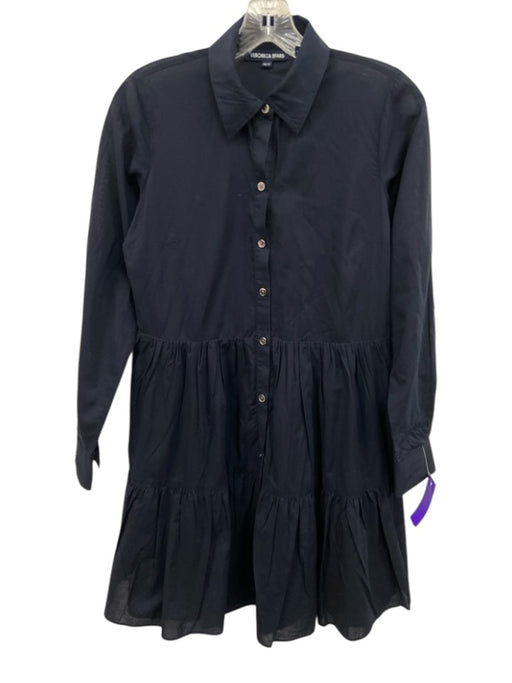 Veronica Beard Size XS Navy Blue Cotton Button Down Long Sleeve Above Knee Dress Navy Blue / XS