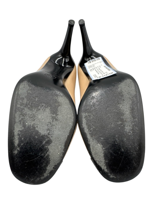 Chanel Shoe Size 36.5 Beige & Black Leather Upper Toe cap Logo Detail Heel Pumps Beige & Black / 36.5