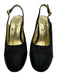Chanel Shoe Size 36.5 Black textile upper Grosgrain Satin Toe Cap Slingbacks Black / 36.5