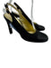 Chanel Shoe Size 36.5 Black textile upper Grosgrain Satin Toe Cap Slingbacks Black / 36.5