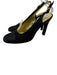 Chanel Shoe Size 36.5 Black textile upper Grosgrain Satin Toe Cap Slingbacks Black / 36.5