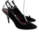 Chanel Shoe Size 36 Black Leather Upper Suede Logo Detail Almond Toe Slingbacks Black / 36