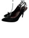 Chanel Shoe Size 36 Black Leather Upper Suede Logo Detail Almond Toe Slingbacks Black / 36
