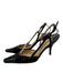 Chanel Shoe Size 36.5 Black Leather & Textile Upper Patent Toe Cap Slingbacks Black / 36.5