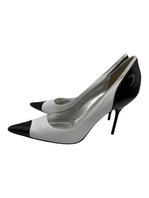 Dolce & Gabbana Shoe Size 36.5 White & Black Leather Upper Patent Toe Cap Pumps White & Black / 36.5
