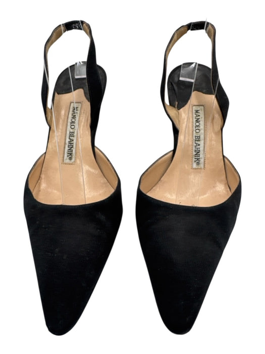 Manolo Blahnik Shoe Size 36.5 Black textile upper Pointed Toe Pump Slingbacks Black / 36.5