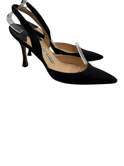 Manolo Blahnik Shoe Size 36.5 Black textile upper Pointed Toe Pump Slingbacks Black / 36.5
