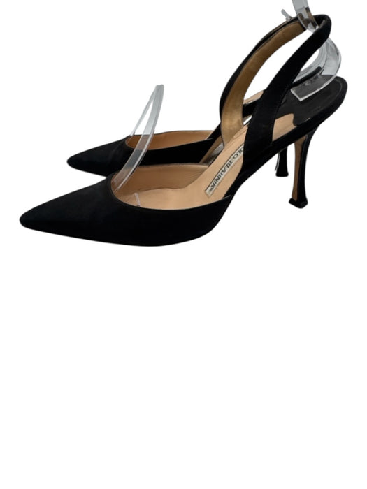 Manolo Blahnik Shoe Size 36.5 Black textile upper Pointed Toe Pump Slingbacks Black / 36.5