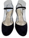 Prada Shoe Size 36 Blue Black Leather Upper Suede Ankle Buckle Peep Toe Wedges Blue Black / 36