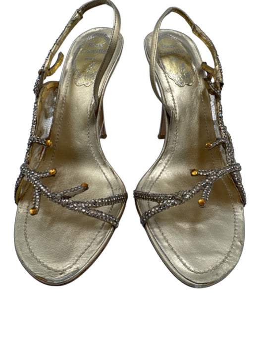 Rene Caovilla Shoe Size 36.5 Gold Tone textile upper Rhinestone Slingbacks Gold Tone / 36.5