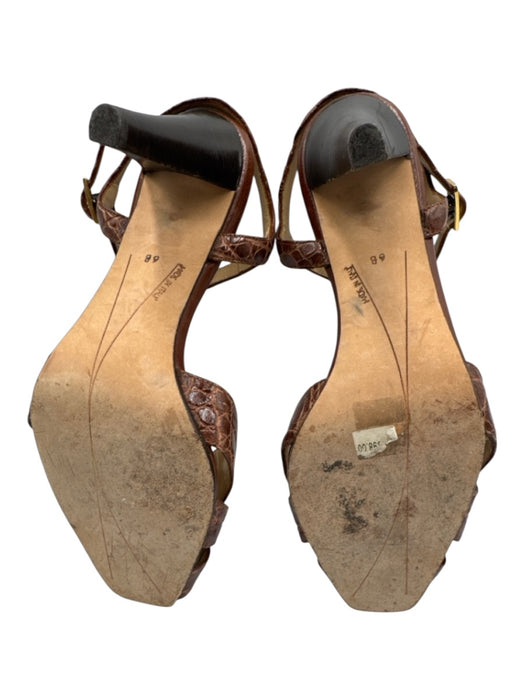 Kate Spade Shoe Size 6 Brown Leather Upper Croc Embossed Ankle Strap Sandals Brown / 6