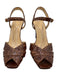 Kate Spade Shoe Size 6 Brown Leather Upper Croc Embossed Ankle Strap Sandals Brown / 6