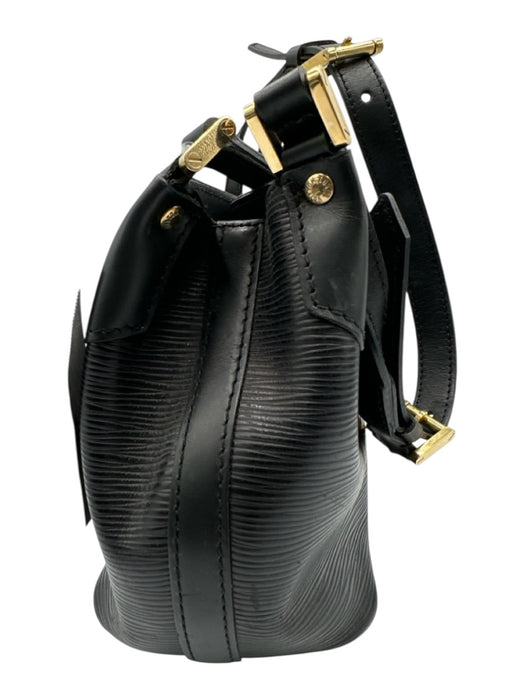 Louis Vuitton Black Leather Grained Gold Hardware Shoulder Adjustable Strap Bag Black / Small