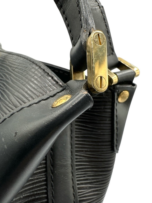 Louis Vuitton Black Leather Grained Gold Hardware Shoulder Adjustable Strap Bag Black / Small
