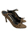 Manolo Blahnik Leopard Print Suede Slingbacks Bow Accents Open Toe Shoes Leopard Print