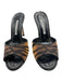 Manolo Blahnik Shoe Size 37 Black Leather Platform Tiger Print Mules Shoes Black / 37