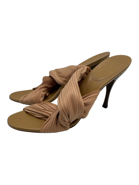 Gucci Shoe Size 6 1/2 Beige Satin Bamboo Heel Detail Twist Strap Mules Shoes Beige / 6 1/2