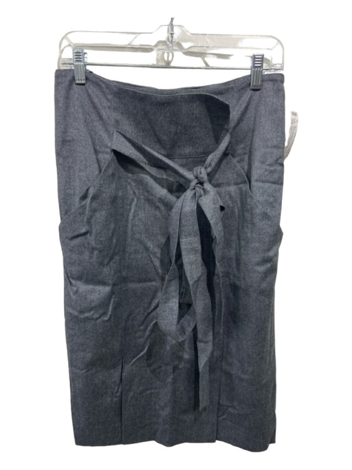 Oscar De La Renta Size 10 Gray Wool Blend Tie Waist Pockets Slits Skirt Gray / 10