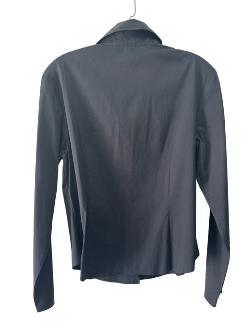Lafayette Size 6 Black Cotton Blend Collar Long Sleeve Top Black / 6