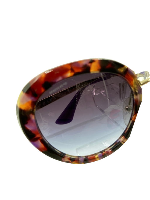 Prada Brown, Gold & Blue Acetate & Metal round Gradient Lens Sunglasses Brown, Gold & Blue