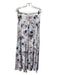 Mumu Size Large White, Blue & Pink Polyester Sleeveless Floral Tiered Skirt Set White, Blue & Pink / Large