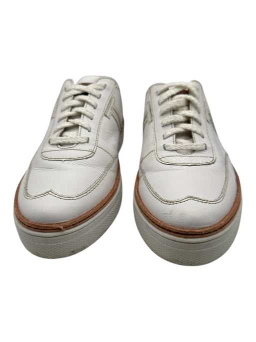 Lucchese Shoe Size 7 white & tan Leather Lace Up Almond Toe Open Back Sneakers white & tan / 7