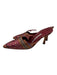 Manolo Blahnik Shoe Size 37.5 Red, Orange & Navy Silk Brocade Pointed Toe Mules Red, Orange & Navy / 37.5