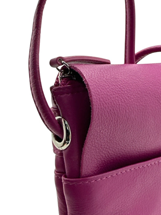 RFID Magenta Leather Crossbody Bag Magenta / Small