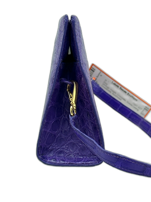 Nancy Gonzalez Purple Crocodile Suede Lining Crossbody Bag Purple / Mini