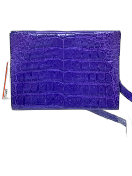 Nancy Gonzalez Purple Crocodile Suede Lining Crossbody Bag Purple / Mini
