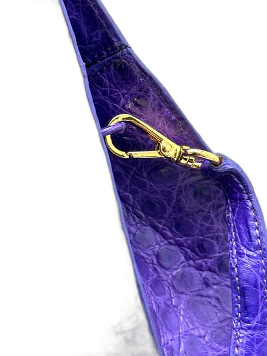 Nancy Gonzalez Purple Crocodile Suede Lining Crossbody Bag Purple / Mini