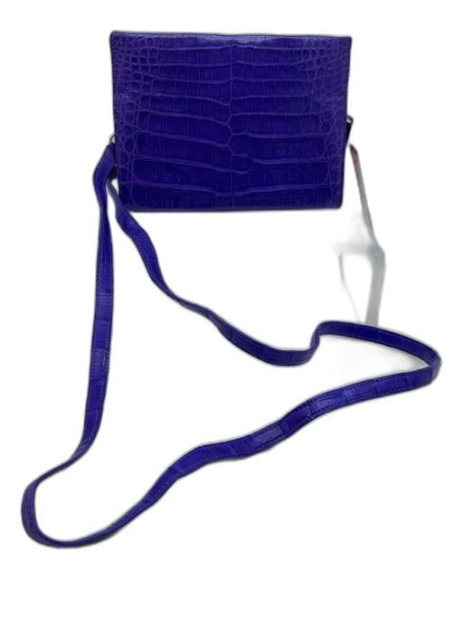 Nancy Gonzalez Purple Crocodile Suede Lining Crossbody Bag Purple / Mini