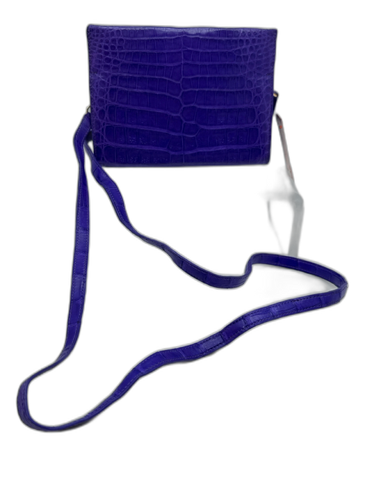 Nancy Gonzalez Purple Crocodile Suede Lining Crossbody Bag Purple / Mini