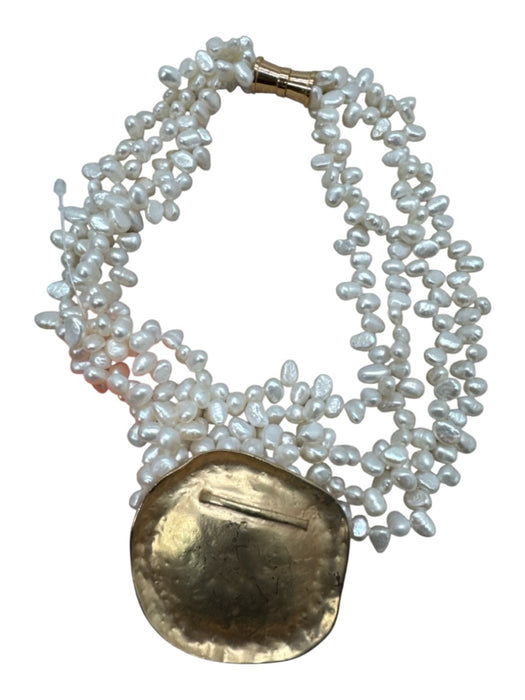 No Brand Pearl Freshwater Pearl Gold Accents Multi Strand Necklace Pearl