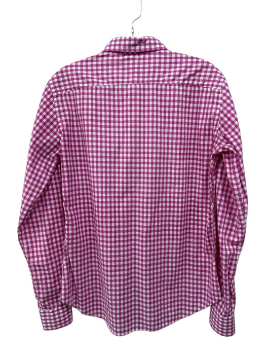 Ann Mashburn Size Large Pink & White Print Cotton Gingham Button Down Top Pink & White Print / Large