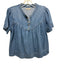 Mother Size Small Blue Cotton Blend Denim Short Sleeve Top Blue / Small