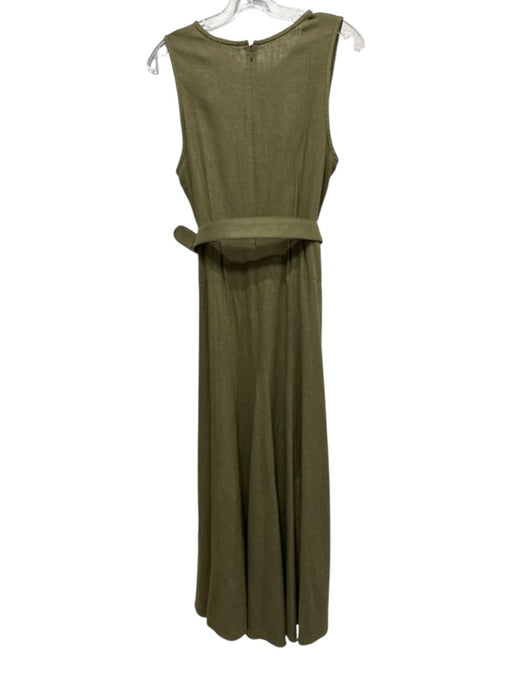 Diane Von Furstenberg Size Small Olive Linen Blend Sleeveless Back Zip Dress Olive / Small